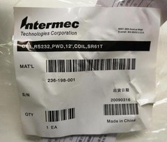 NEW Intermec 236-198-001 RS232 Coiled Serial Scanner Cable 12′ (3.6M) SR61T