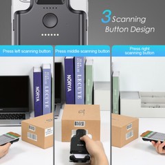 2D Phone Back Clip Cover Barcode Scanner Wireless 1D QR Code Screen Scan Reader
