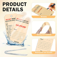 100 PCS Waterproof Backflow Inspection Tags Record Heavy 10 Mil Synthetic Paper