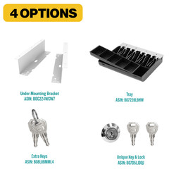 13″ Heavy Duty Compact White Manual Push-Open Cash Drawer with 4Bill/5Coin Till