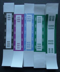 500 Mixed $25 to $250 Cash Money Self-Sealing Straps Logo Currency Bands