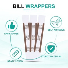 50Pcs Money Band 5000 Dollar Money Bill Wrapper Self-Adhesive Bill Band Brown