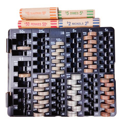 Coin Sorting Tray with Lid & Accurate Counter Organizer for Bank Business & Home