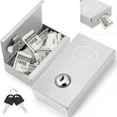 1 Pack Metal Box for Gamblers Pocket Sized Winner Bank Casino Cash Box with 2 Ke
