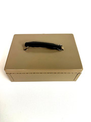 Vtg. Rockaway Metal Products Corp Cash Metal Lock Box, Inwood New York no key