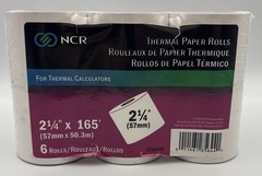NCR Thermal Calculator Rolls 2 1/4  x 165′ White Pack of 6 rolls / Sealed