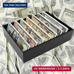 Money Organizer for Cash, 8 Compartment Black Acrylic Money Holder, Cash Tray, C