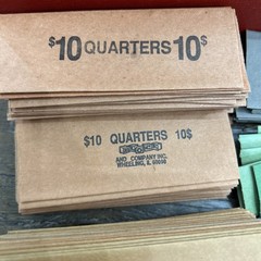 Vntg MMF Color-Keyed Manual CounterCoin Tubes/Original Box & 210+ Coin Wrappers
