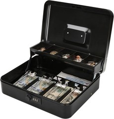 Elegant Black Cash Box with Anti-Theft Combination Lock – Perfect for Any Setup