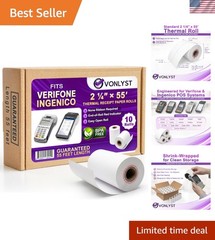 10-Pack Thermal Receipt Paper Rolls 2 1/4″ x 55′ for Verifone & Ingenico