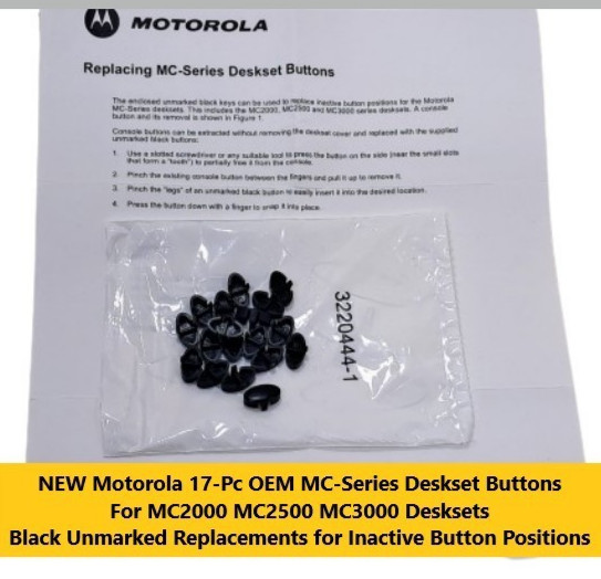 New 17-Pc Motorola OEM Unmarked Blk Replacement Keys Inactive Buttons MC Series