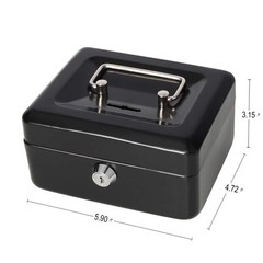 QH15010XS Black Small Cash Box Slot Kids Money Tray Key Lock 6×44/5×31/5″