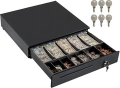 Sturdy Cash Drawer for Retail Use with Adjustable Slots and Key Control Security