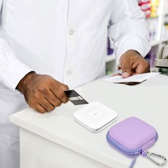 Water-Resistant Portable Chip Card Reader Case with Removable Carabiner – Purple