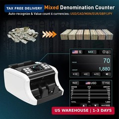 NUCOUN Mixed Denomination Money Counter Machine, Commercial Grade Bill Value Cou