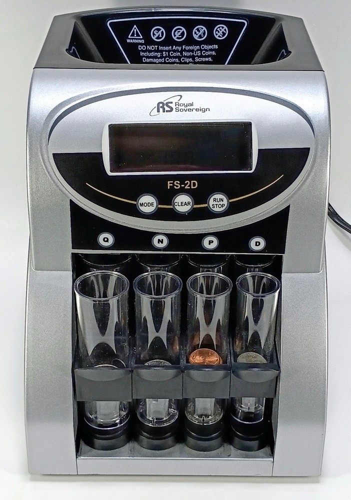 ROYAL SOVEREIGN FS-2D Digital COIN SORTER/COUNTER w/ 8 Tubes – TESTED AND WORKS