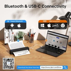 Idprt Portable Thermal Printer 300Dpi Inkless-Bluetooth Small Mobile Printers