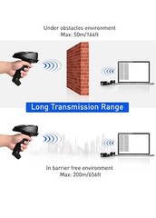 JRHC Barcode Scanner, 1D Laser Inventory Scanner with 2.4GHz Wireless