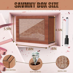 10000 Savings Challenge Box, Money Saving Box, 2025 Upgraded Cash Vault Wooden S