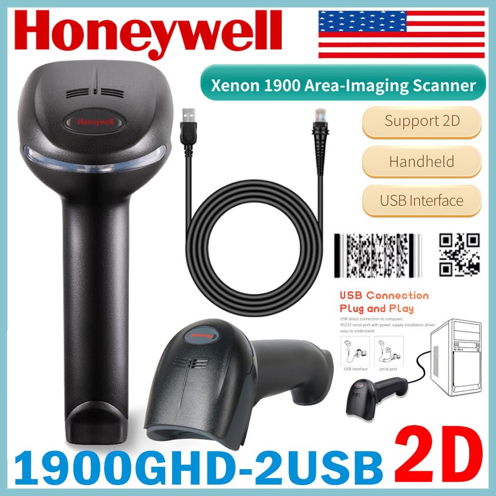 Honeywell 1900GHD-2USB Xenon Area Imager Handheld 2D Barcode Scanner + USB Cable