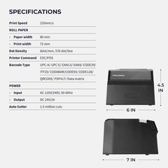 Volcora 500208 Direct Thermal POS Receipt Printer LAN USB FAST SHIPPING