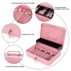 Cash Box with Money Tray and Lock – Ideal Money Box for Cash Management Metal