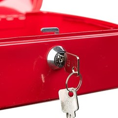Cash Box 8 Compartment Red 205x160x90mm Key Lock Dividers Coins Portable