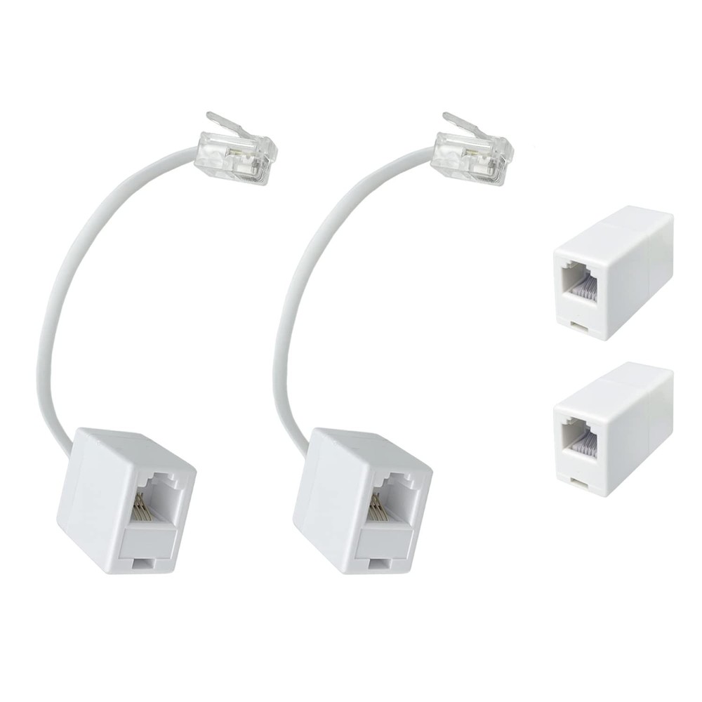 (Pack of 4 A Pair of Converter Adapters for RJ11 Male to RJ45 Female) & 2 In-…