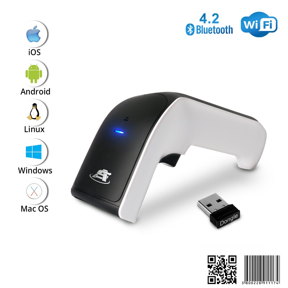 Wireless 2D Bluetooth Barcode Scanner: 3-in-1 Rechargeable 1D and 2D – QR Code