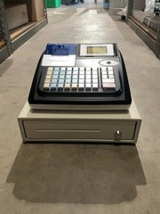 New In Box Electronic Black Cash Register, LCD Display 50 keys