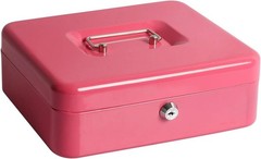 Durable Pink Money Saving Box with Key Lock and Removable Tray – 9.84” x 7.87”