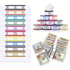 Money Band Bundle, Self-Adhesive Bill Wrapper, 1.1″x7.6″, 11 Color Set, 2Set