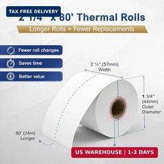 Thermal Receipt Paper Rolls for Clover Mini & Clover Mobile – 2 1/4″ x 80′ BPA F