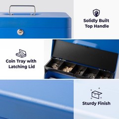 Large Cash Box with Key Lock, Metal Money Box for Cash, Portable Locking Safe…