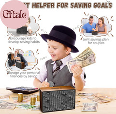 Wooden Money Saving Box, Cash Vault Savings Box for $10000 $5000 $3000 $1000 $80