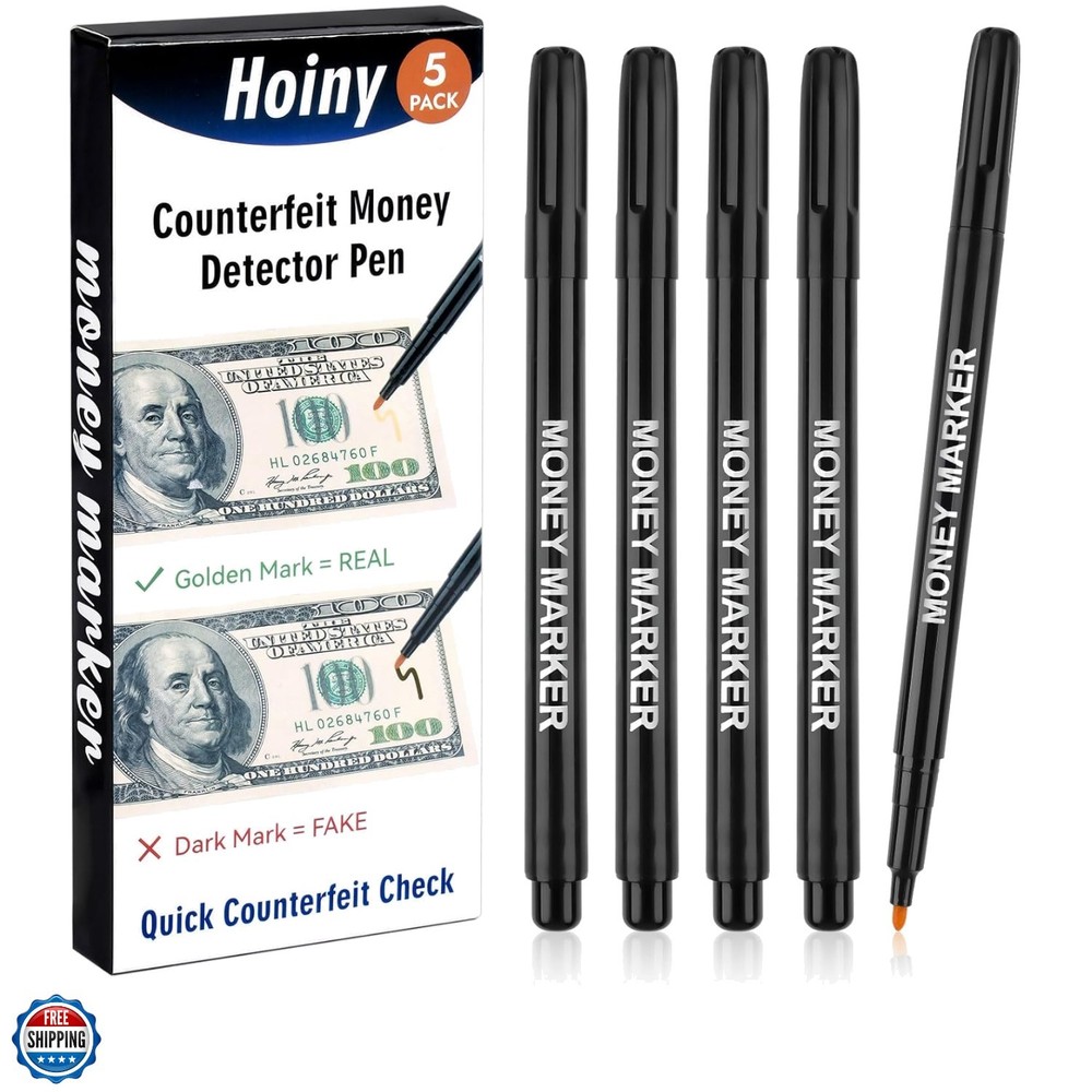5 Pack Counterfeit Money Detector Pen, Money Marker Bill Detector Pen, Univer…