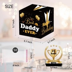 Daddy Birthday Money Box for Cash Pull, Happy Birthday Black Gold Boxes Gifts…