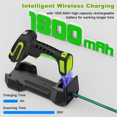 433Mhz Wireless Barcode Scanner, 2‑in‑1 Bluetooth, Dock