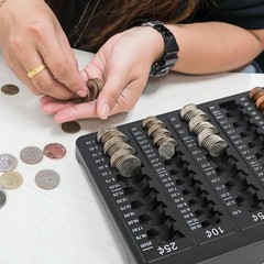 L LIKED 1PCS Black Coin Counter Tray -Change Counter Coin Counting and Sortin…