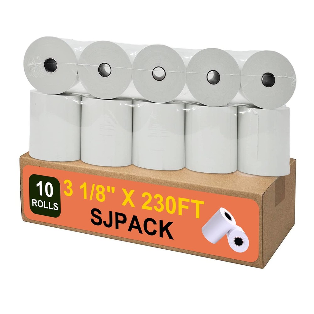 Thermal Paper 3 1/8 x 230ft Pos Receipt Paper, 10 Rolls Cash Register Roll TM…