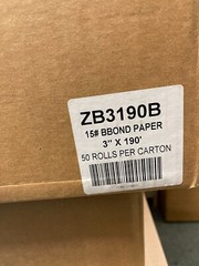 3″ x 190′ Bond Kitchen Printer Receipt Paper Rolls, 70 Rolls