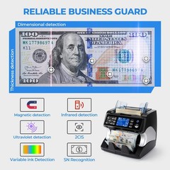 MUNBYN IMC01 Bank Grade Money Counter Machine Mixed Denomination, 2CIS/UV/IR/…