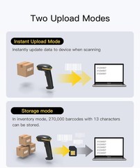 Wireless Barcode Scanner 1D USB Handheld Bluetooth Bar Code Reader w/ APP & SDK