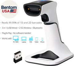 Wireless Portable 1D&2D with Stand Bluetooth Barcode Scanner: 3-In-1 Handheld Sc
