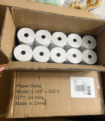 Paper Rolls 20 Pack 3.125″ x 230 ft Model, 3.125 in Width, Made in China