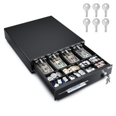 Tera 13 inch Auto Open Cash Register Drawer with 6 Keys Heavy Duty 4 Bill 8 Coin