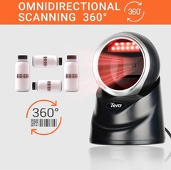 Tera 2D QR Desktop Omnidirectional Barcode Scanner Hands-Free USB 2.0 Wired Bar