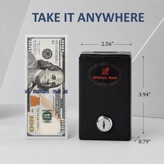 Metal Box for Gambler – Winners Bank Portable 4.3 x 2.36 x 0.98 inches, Black