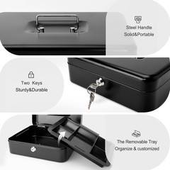 Freestanding Cash Box with Key Lock and Spacious Removable Tray – Office & Home