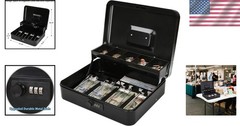Elegant Black Cash Box with Anti-Theft Combination Lock – Perfect for Any Setup